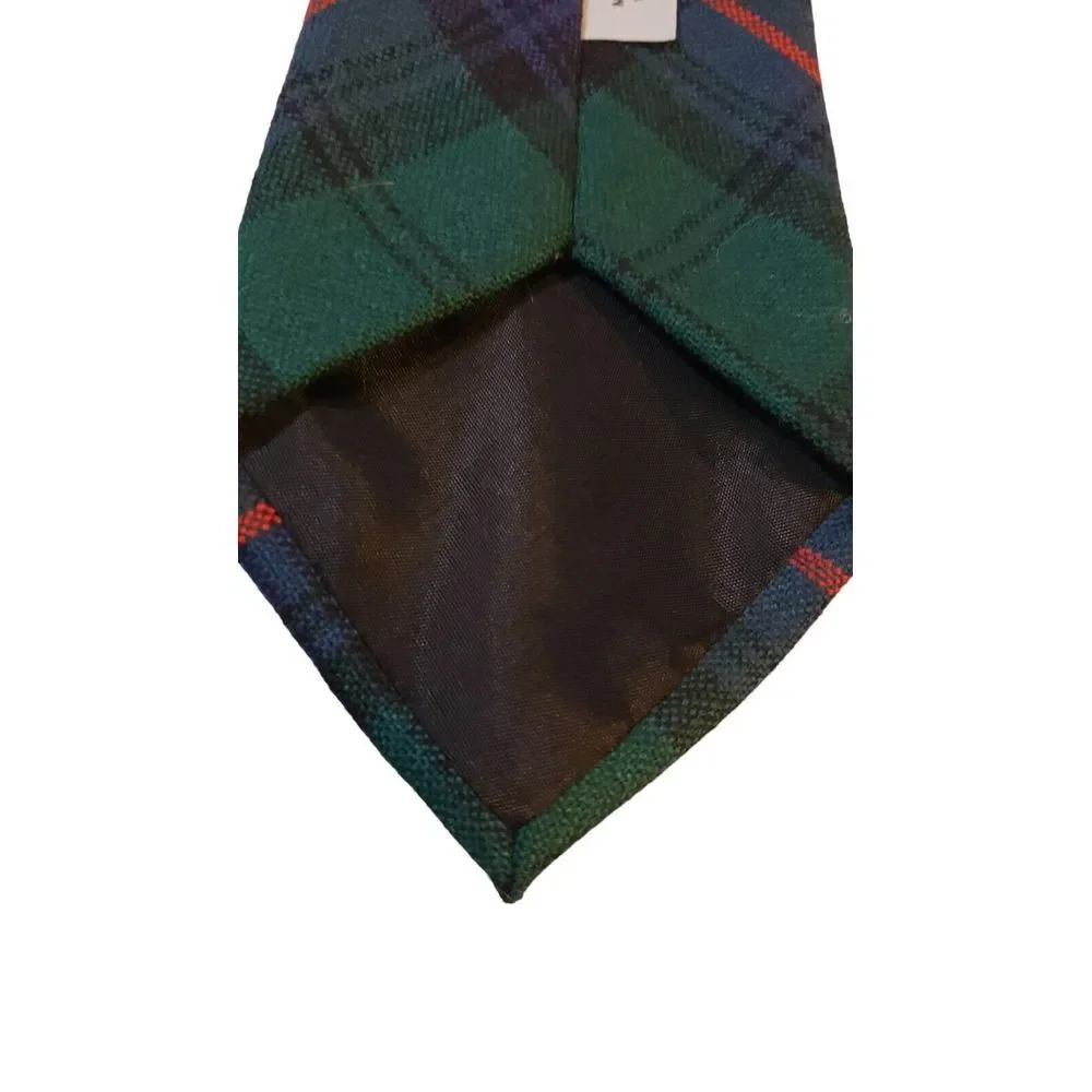 Vintage Made In Scotland 100% New Wool Tie 'Armstrong' Green Blue Plaid Neck Tie